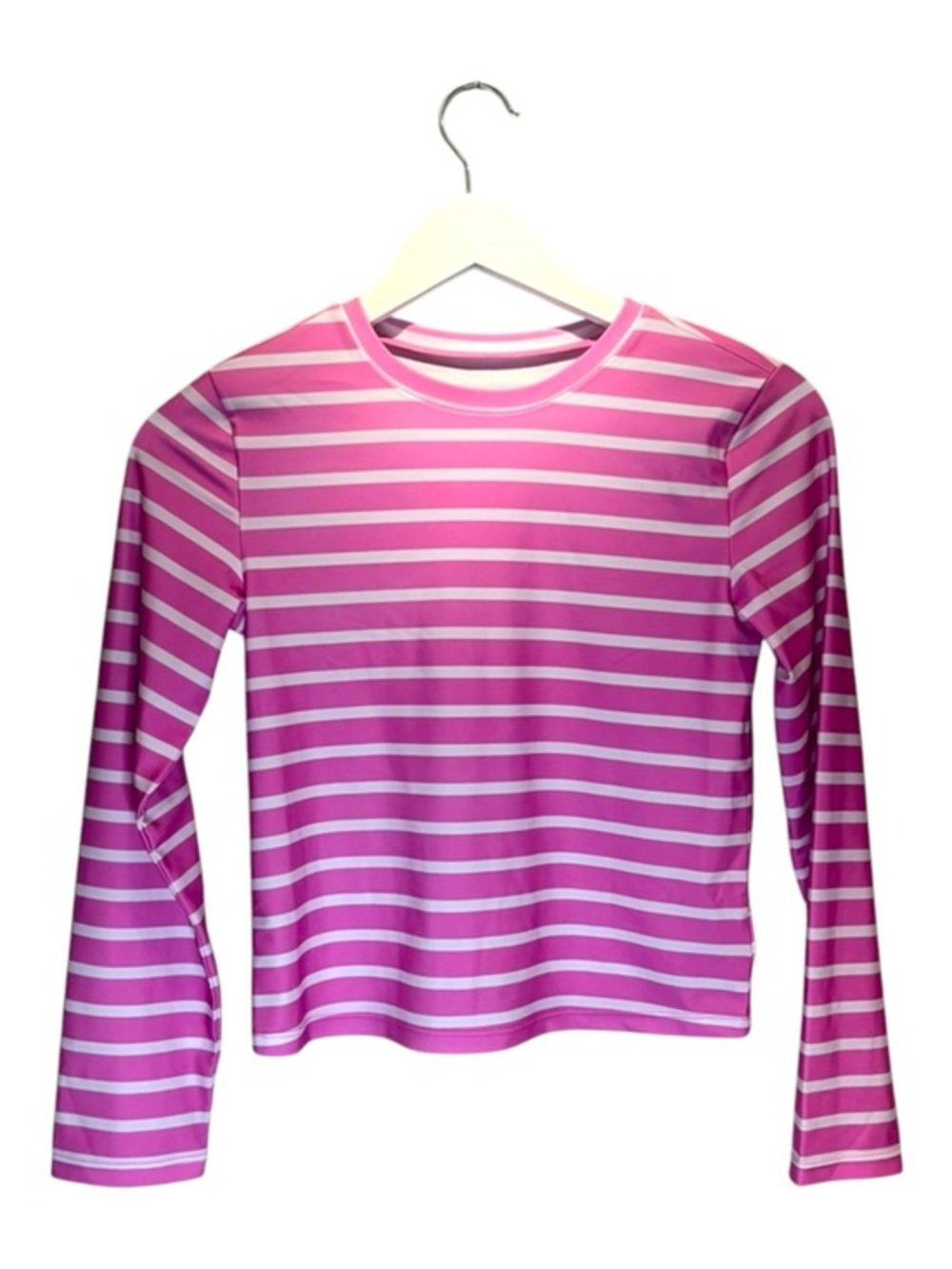 GAP Girl’s Swim Rashguard Top Long Sleeves Size 12 or XL Pink White Stripes
